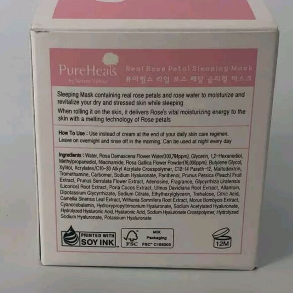 PureHeals Real Rose Sleeping Mask New in Original Box Large 100gm size - Picture 4 of 6